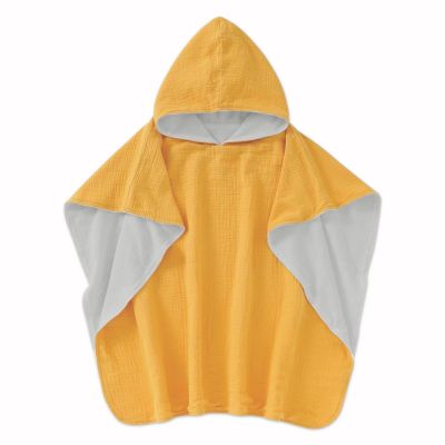 Prosop plaja - Poncho copii din muselina dubla si frotir Kidizi 6-24 luni Curry
