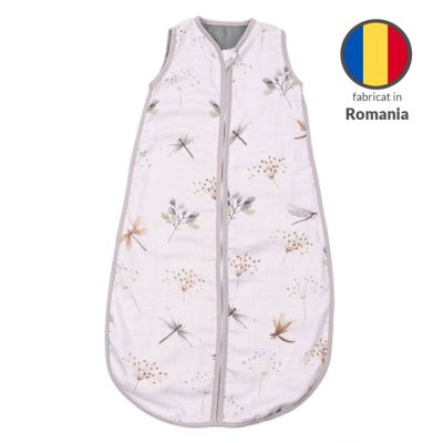 Sac dormit copii de vara din muselina Kidizi Dragonfly 90 cm, 100% bumbac, 6-24 luni