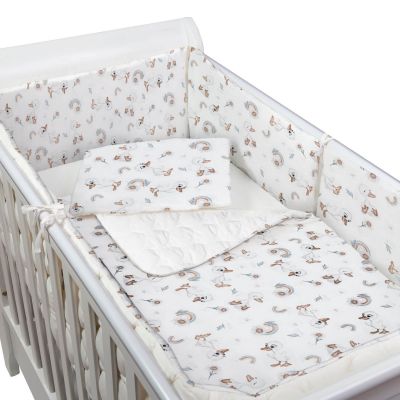 Set lenjerie matlasata 5 piese Kidizi Ducky, include perna, plapumioara, cearceaf si 2 aparatori, culoare alb