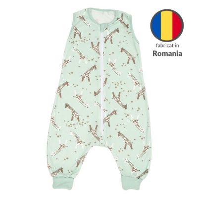 Sac dormit copii de vara din bumbac cu picioare 6-18 luni Kidizi Giraffe, 0.5 tog, mansete transformabile in soseta