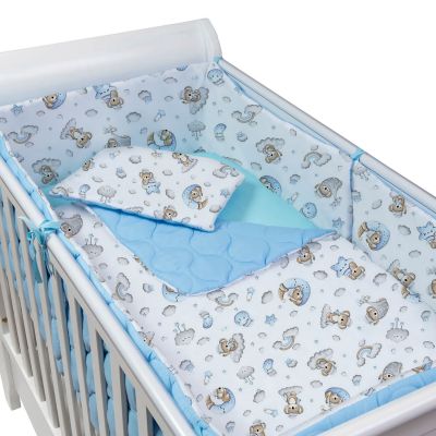 Set lenjerie matlasata 5 piese Kidizi Koala Dreams Blue, include perna, plapumioara, aparatoare si cearceaf