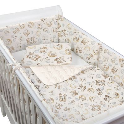 Set lenjerie matlasata 5 piese Kidizi Just Dreaming, include perna, plapumioara, cearceaf si 2 aparatori, culoare ecru