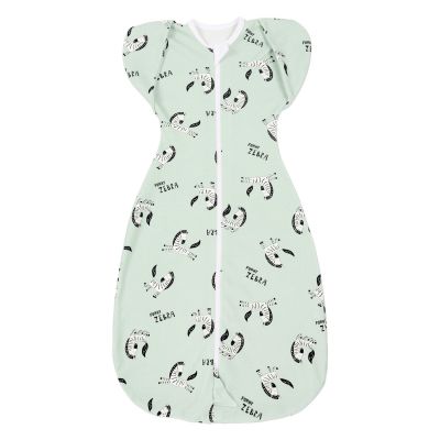 Sistem de infasat transformabil in sac de dormit, 1-6 luni Kidizi Swaddel Confort UP Zebra Mint 100% bumbac, 0.5 tog