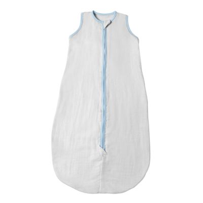 Sac de dormit de vara pentru copii din muselina dubla 3-18 luni Kidizi grey blue, 0.3 tog