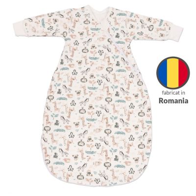 Sac de dormit cu maneci din bumbac flausat Kidizi Safari, 3-12  luni, 1 tog