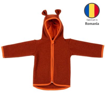 Jacheta cu gluga din lana fleece pentru copii Kidizi Teddy Terracotta 1-2 ani