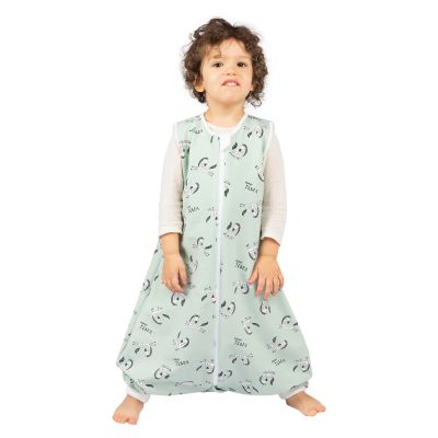 Sac de dormit cu picioare pentru copii ajustabil 18-36 luni Kidizi Zebra Mint, bumbac flausat, 1 tog