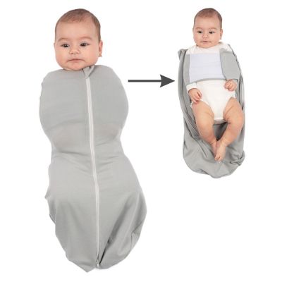 Sistem de infasat cu fermoar dublu Kidizi SnugPod UP Grey M, pentru bebelusi cu greutate de 3.8-7 kg, 0.5 tog