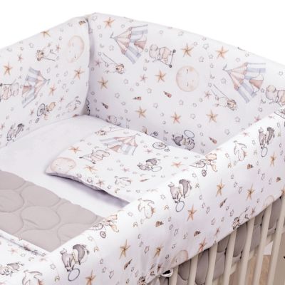 Lenjerie patut Maxi cu aparatori laterale matlasate pentru pat 120x60 cm Kidizi Circus