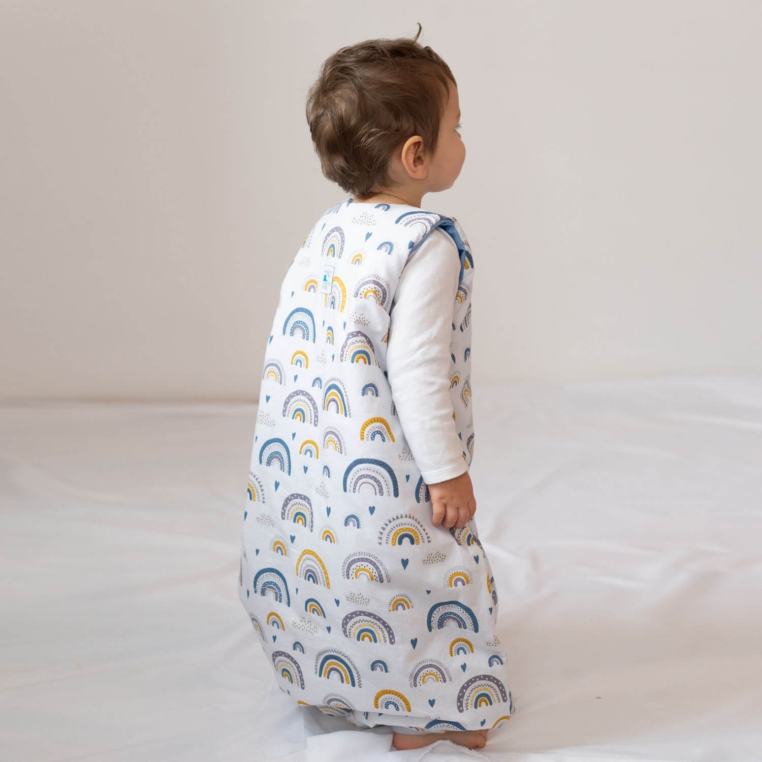 Sac de dormit cu picioare pentru copii 18-36 luni Kidizi Blue Rainbow ...