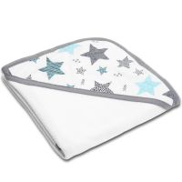 Prosop bebe din bumbac cu gluga 90x90 cm Kidizi All Mint Stars