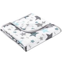 Paturica dubla de muselina XXL 120x120 cm Kidizi All Mint Stars, 100% bumbac