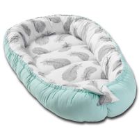 Cosulet bebelus pentru dormit Kidizi Baby Nest Cocoon 90x50 cm Mint Feathers