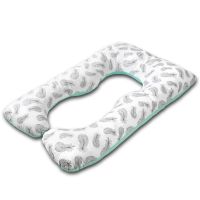 Perna multifunctionala gravide Kidizi Inga XXL Mint Feathers, husa bumbac detasabila