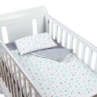 Set perna bebelus si plapumioara 100x75 cm din bumbac Kidizi Galaxy Mint