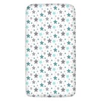 Cearceaf din bumbac cu elastic roata pentru patut 120x60 cm Kidizi All mint stars