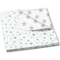 Paturica dubla din bumbac si flanel 100x75 cm Kidizi Galaxy Mint, 100% bumbac