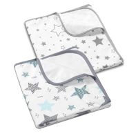 Set 2 aleze impermeabile refolosibile din bumbac 78x60 cm Kidizi All Mint Stars