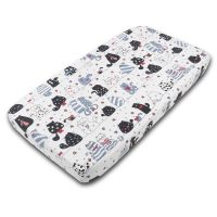 Cearceaf din bumbac cu elastic roata pentru patut 120x60 cm Kidizi Happy Kitten