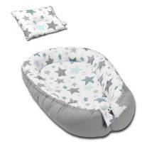 Cosulet bebelus pentru dormit Kidizi Baby Nest + pernuta plagiocefalie Kidizi All Mint Stars
