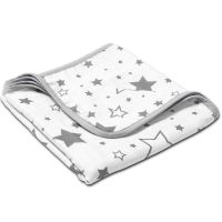 Paturica dubla de muselina XXL 120x120 cm Kidizi Galaxy Grey, 100% bumbac