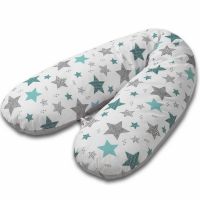 Perna gravide 3 in 1 cu husa detasabila Kidizi Lena, lungime 160 cm, All Mint Stars