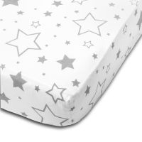Cearceaf din bumbac cu elastic roata pentru patut 140x70 cm Kidizi Galaxy Grey