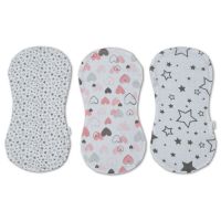 Set 3 protectii antiregurgitare duble din muselina si flanel Kidizi Pink Hearts