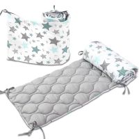 Set 2 aparatori matlasate patut 140x70 cm Kidizi All Mint Stars Deluxe, inaltime 35 cm