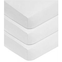 Set 3 cearceafuri din bumbac cu elastic roata pentru patut 120x60 cm Kidizi Alb