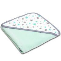 Prosop bebe din bumbac cu gluga 90x90 cm Kidizi Galaxy Mint