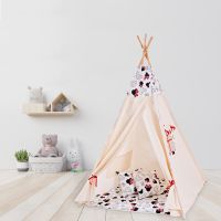 Cort copii stil indian Teepee Tent Kidizi Minnie, include covoras gros si 2 perne