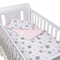 Set perna bebelus si plapumioara matlasata 100x75 cm Kidizi Pink Stars
