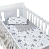 Set perna bebelus si plapumioara matlasata 100x75 cm Kidizi Magic Stars Grey