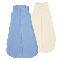 Set 2 saci de dormit de vara pentru copii din muselina dubla 3-18 luni Kidizi sky-ivory, 0.3 tog