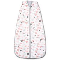 Sac de dormit copii de vara din muselina Kidizi Pink Hearts 70 cm