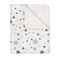 Paturica groasa din flanel cu doua fete 100x78 cm Kidizi Galaxy Grey, bumbac fata-verso