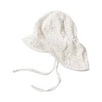 Sapca pentru copii  din muselina cu cozoroc si protectie gat Kidizi Maitre Tiny Hearts Gray 3-18 luni
