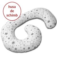 Husa bumbac detasabila pentru Perna gravide Kidizi Elisa Galaxy Grey