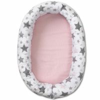 Baby nest multifunctional cu husa detasabila Kidizi All Pink Stars 90x50 cm