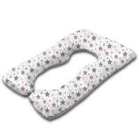 Perna multifunctionala gravide Kidizi Inga XXL Pink Stars, husa bumbac detasabila