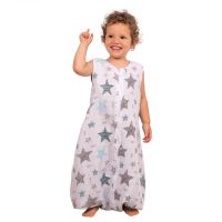 Sac de dormit cu picioare de vara din muselina 18-36 luni Kidizi All Mint Stars, 0.5 tog