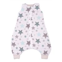 Sac de dormit cu picioare de vara din muselina 6-18 luni Kidizi All Mint Stars, 0.5 tog