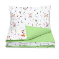 Set huse lenjerie pat bebelusi din bumbac Kidizi Forest Joy, contine husa plapuma 120x90 si husa perna 60x40