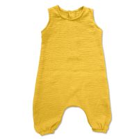 Salopeta copii oversize din muselina fara maneci Kidizi Maty curry 6-12 luni