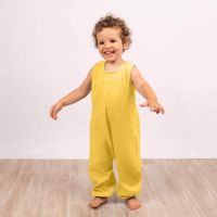 Salopeta copii oversize din muselina fara maneci Kidizi Maty curry 2-3 ani