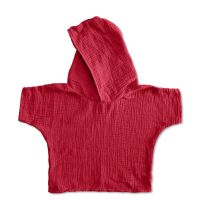 Bluza din muselina cu maneca scurta si gluga Kidizi Aris chilli 1-2 ani
