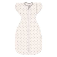 Sistem de infasat transformabil in sac de dormit, 1-6 luni Kidizi Swaddel Confort UP White Grey Stars, 100% bumbac, 0.5 tog