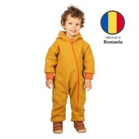 Salopeta overall din lana fiarta dublata cu bumbac, Kidizi Curry 2-3 ani, prevazuta cu gluga si mansete transformabile in manusi