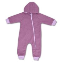 Salopeta overall din lana fiarta dublata cu bumbac, Kidizi Purple 2-3 ani, prevazuta cu gluga si mansete transformabile in manusi